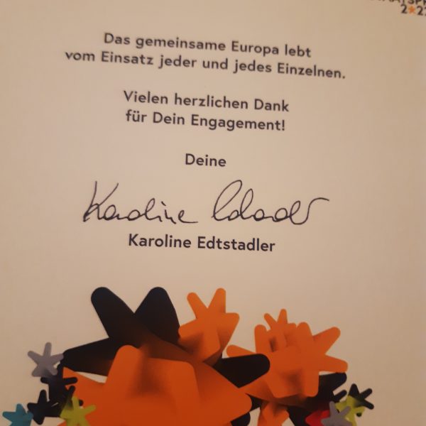 Herzlichen Dank an das BKA und Europaministerin Karoline Edtstadler