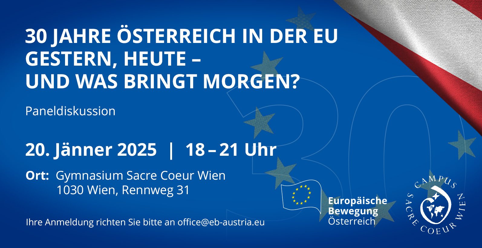 Illustration: 30 Jahre Österreich in der EU- Paneldiskussion